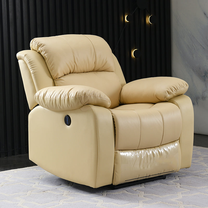 Traditional Leather Standard Recliner Solid Color Metal Frame Recliner Chair