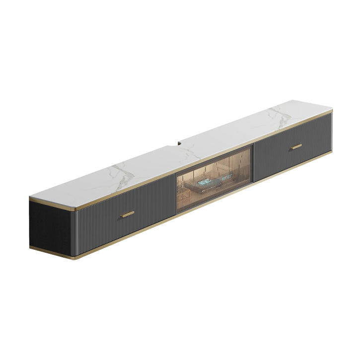 Luxury Wall-mounted TV Cabinet Sintered Stone Enclosed TV Storage