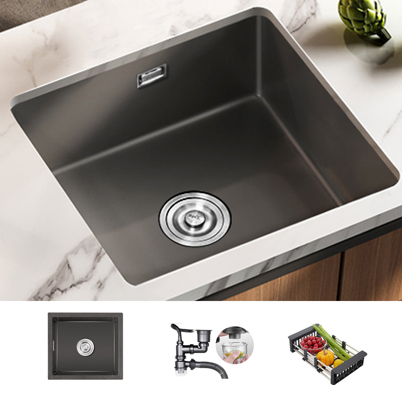 Square Granite Kitchen Sink Single Bowl Sink with Drain Strainer Kit