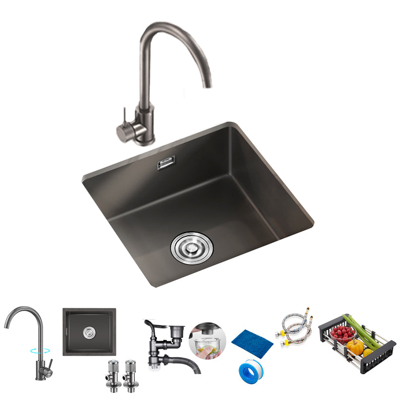 Square Granite Kitchen Sink Single Bowl Sink with Drain Strainer Kit