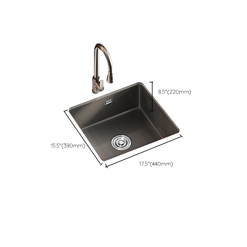 Square Granite Kitchen Sink Single Bowl Sink with Drain Strainer Kit