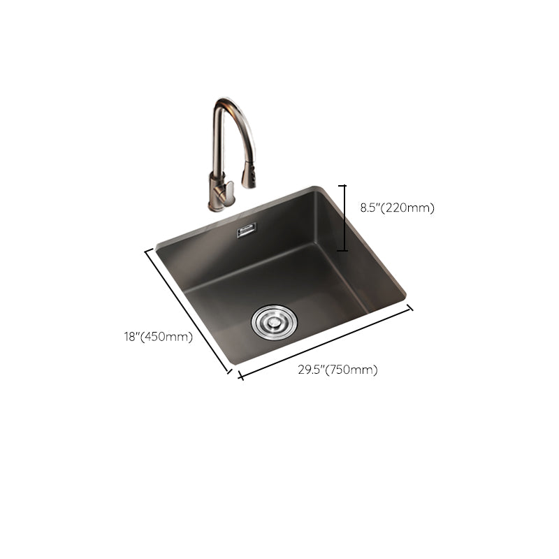 Square Granite Kitchen Sink Single Bowl Sink with Drain Strainer Kit