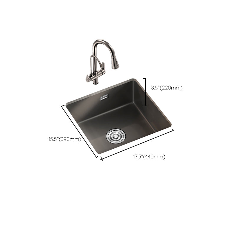 Square Granite Kitchen Sink Single Bowl Sink with Drain Strainer Kit