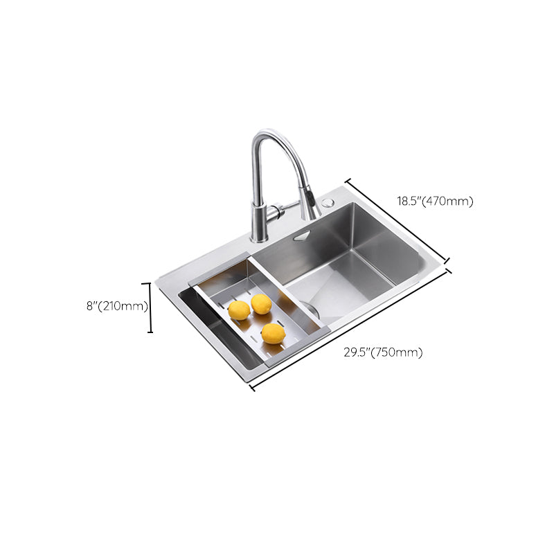 Stainless Steel Drop-In Kitchen Sink Overflow Hole Design Kitchen Sink with Faucet