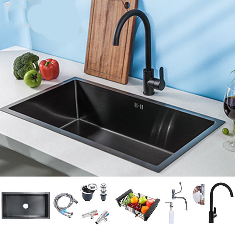 Black Single Bowl Kitchen Sink Stainless Steel Sink with Soap Dispenser