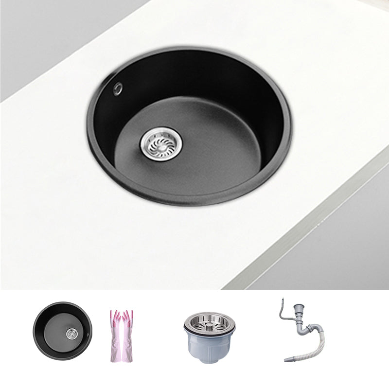 Round Single Bowl Kitchen Sink Granite Sink with Drain Strainer Kit