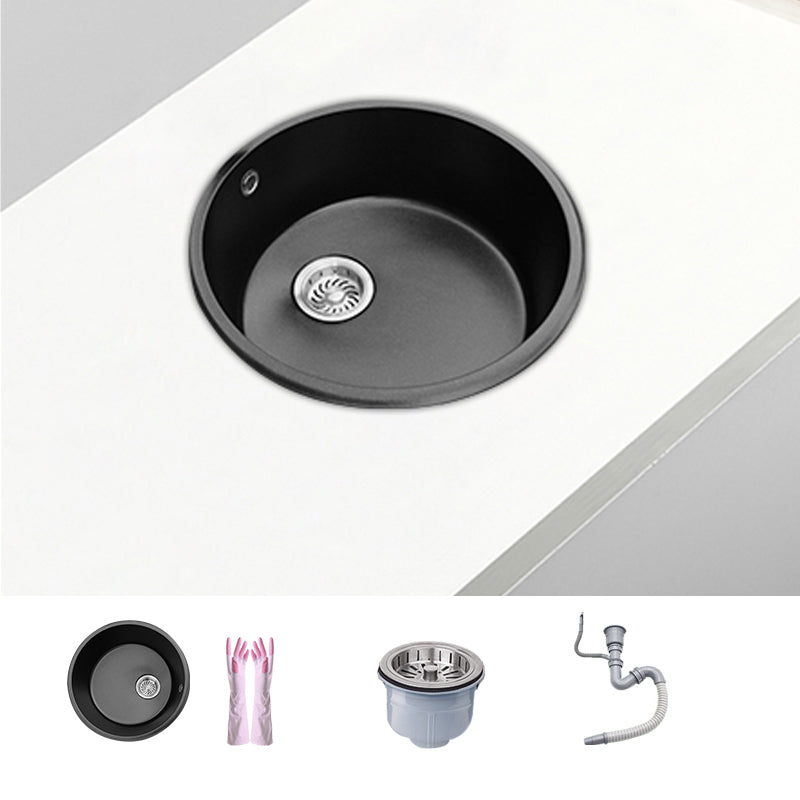 Round Single Bowl Kitchen Sink Granite Sink with Drain Strainer Kit