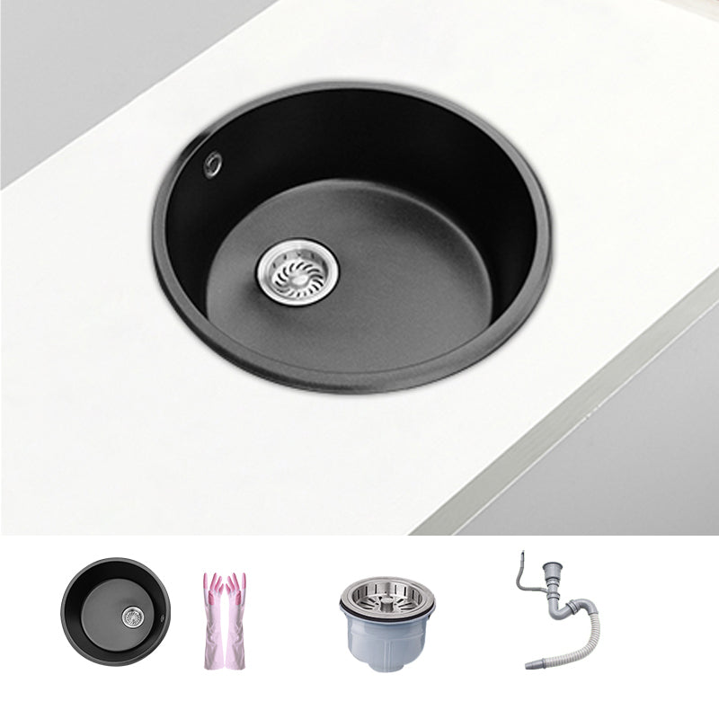 Round Single Bowl Kitchen Sink Granite Sink with Drain Strainer Kit