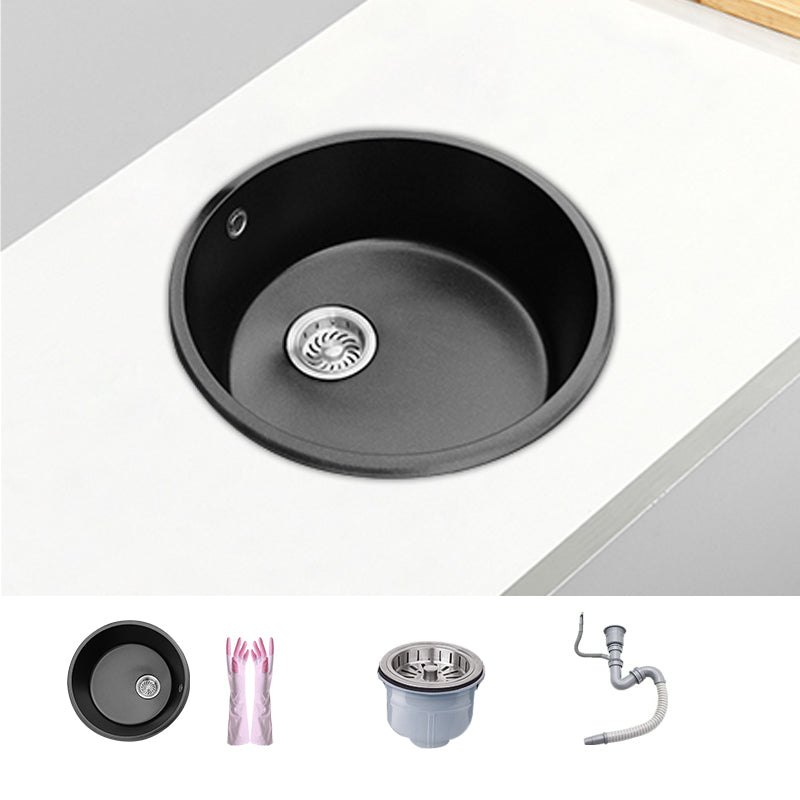 Round Single Bowl Kitchen Sink Granite Sink with Drain Strainer Kit