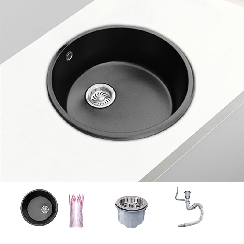 Round Single Bowl Kitchen Sink Granite Sink with Drain Strainer Kit