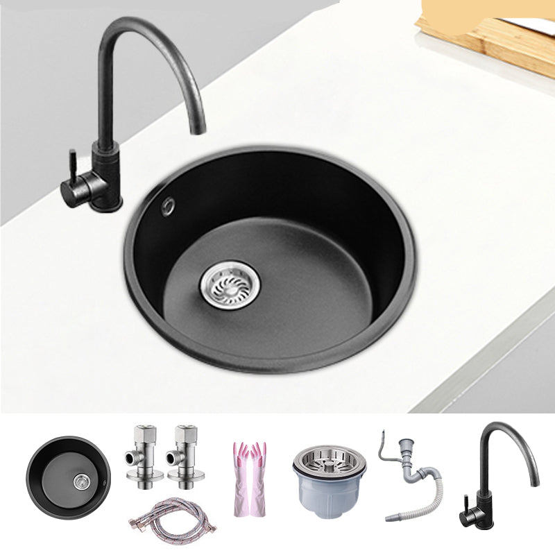 Round Single Bowl Kitchen Sink Granite Sink with Drain Strainer Kit