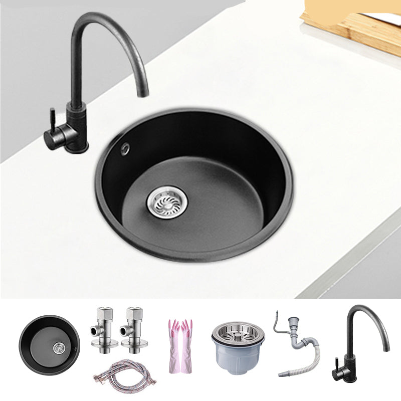 Round Single Bowl Kitchen Sink Granite Sink with Drain Strainer Kit