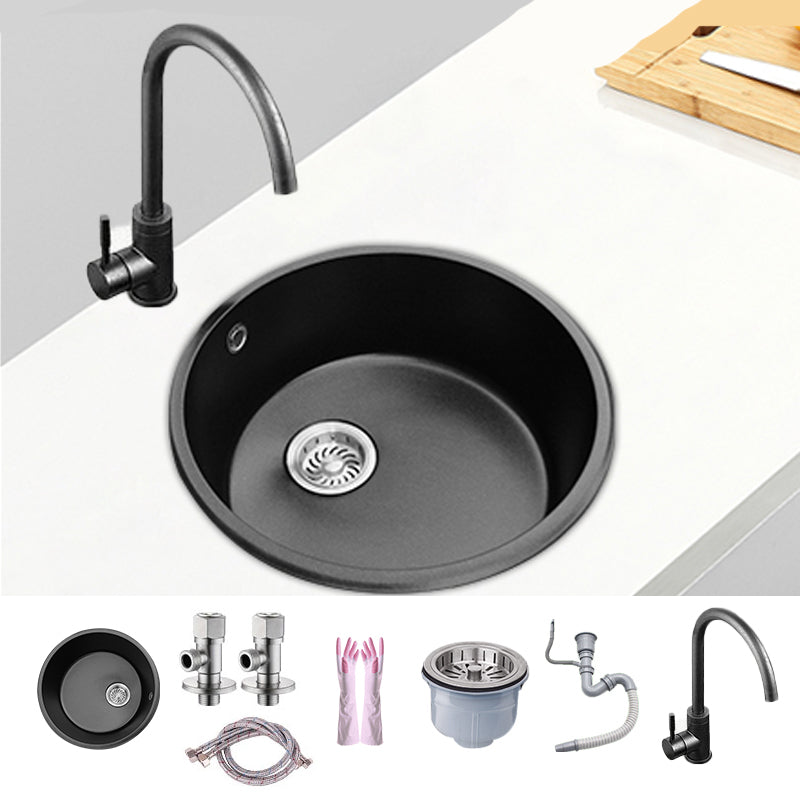 Round Single Bowl Kitchen Sink Granite Sink with Drain Strainer Kit