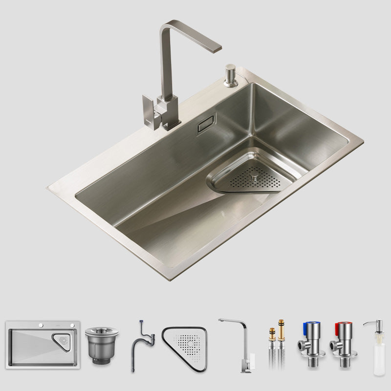 Modern Stainless Steel Kitchen Sink Single Bowl Rectangle Sink with Soap Dispenser