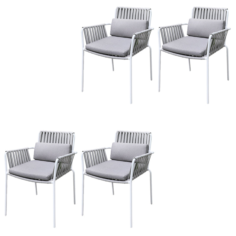 White Arms Included Dining Side Chair Stacking Outdoor Bistro Chairs