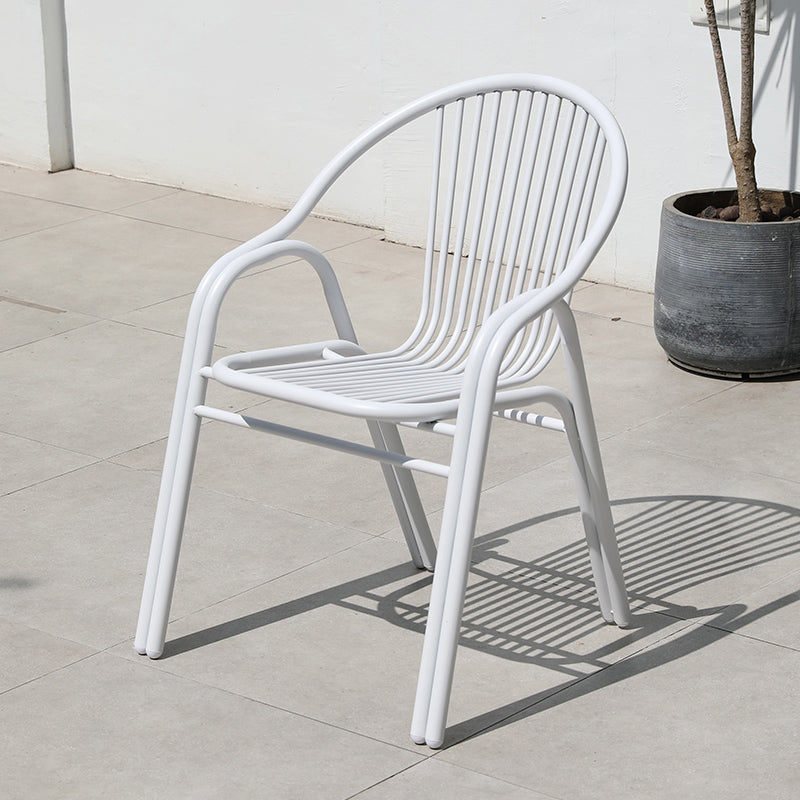 Modern White Dining Side Chair Stacking Outdoor Bistro Chairs