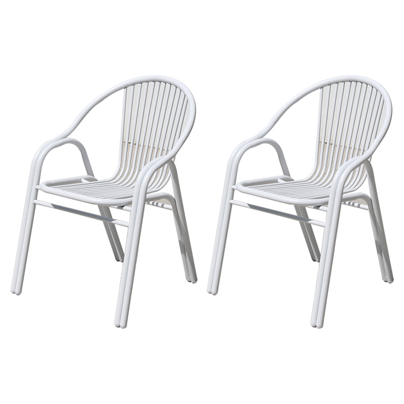 Modern White Dining Side Chair Stacking Outdoor Bistro Chairs