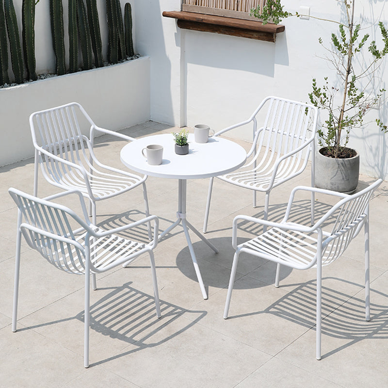 Modern White Dining Side Chair Stacking Outdoor Bistro Chairs