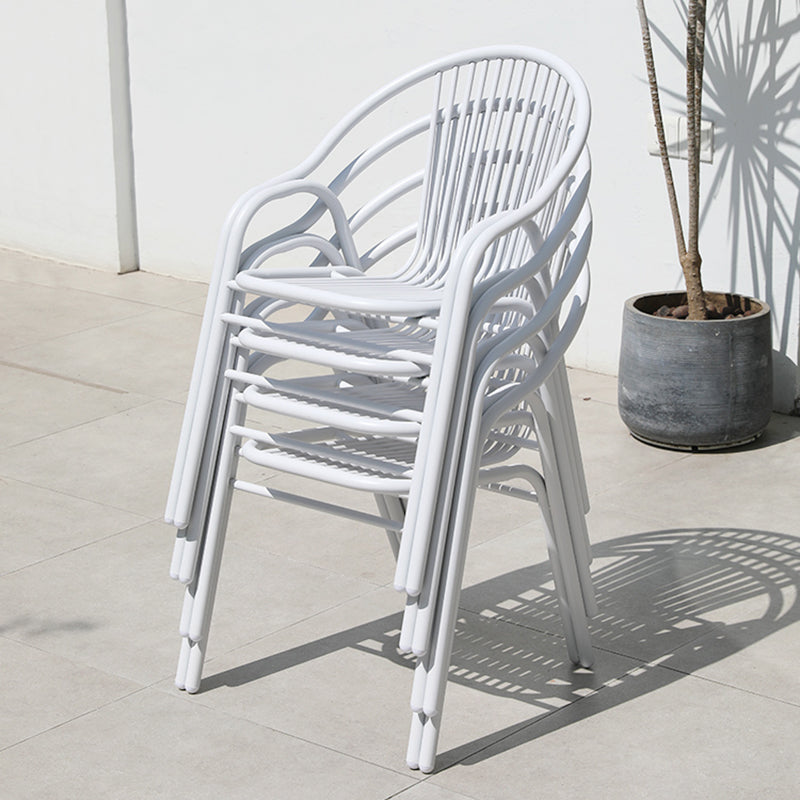 Modern White Dining Side Chair Stacking Outdoor Bistro Chairs