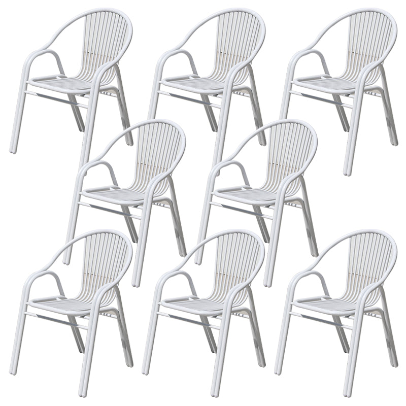 Modern White Dining Side Chair Stacking Outdoor Bistro Chairs