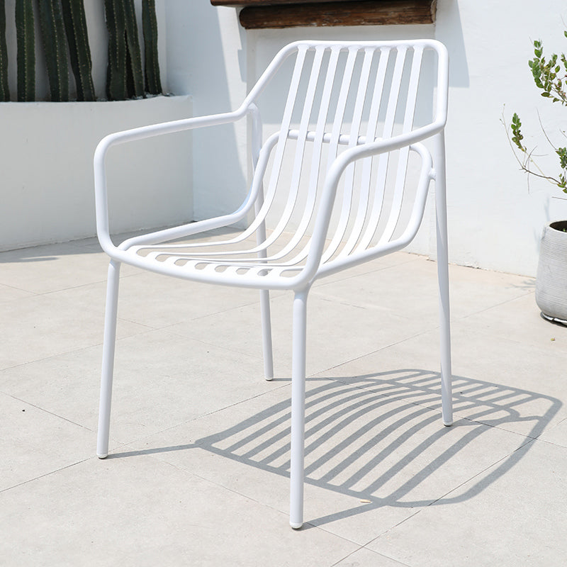 Modern White Dining Side Chair Stacking Outdoor Bistro Chairs