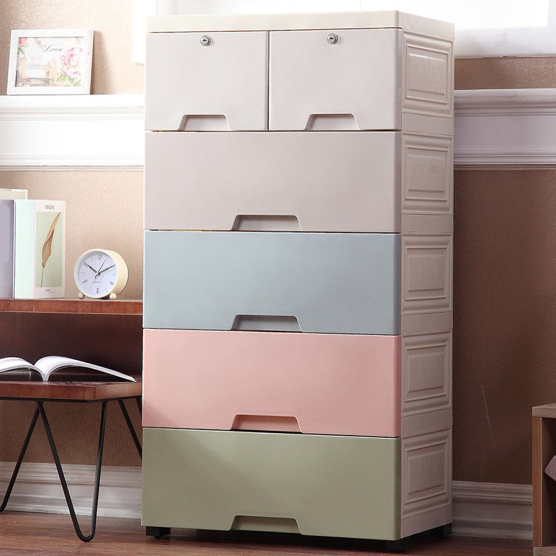 Matte Plastic Kid's Wardrobe 5-Drawer Kids Closet for Bedroom