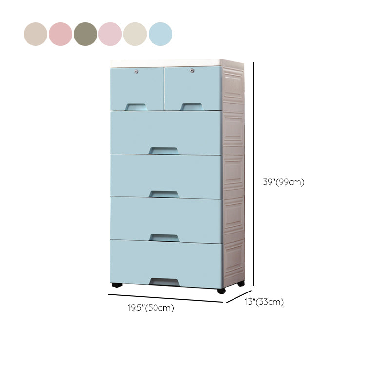 Matte Plastic Kid's Wardrobe 5-Drawer Kids Closet for Bedroom