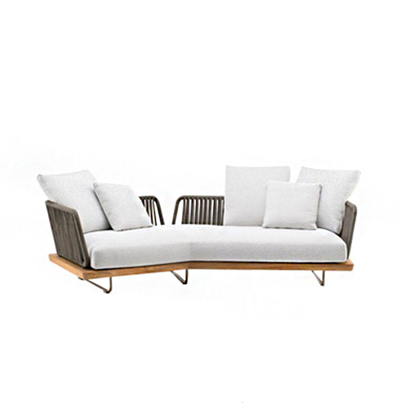 Solid Wood Patio Sofa 1 Piece Outdoor Patio Sofa with Cushions