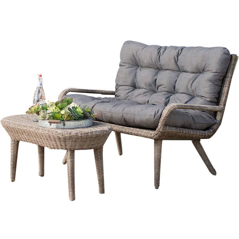 1 Piece Outdoor Patio Sofa No Distressing Wicker Patio Sofa with Cushions