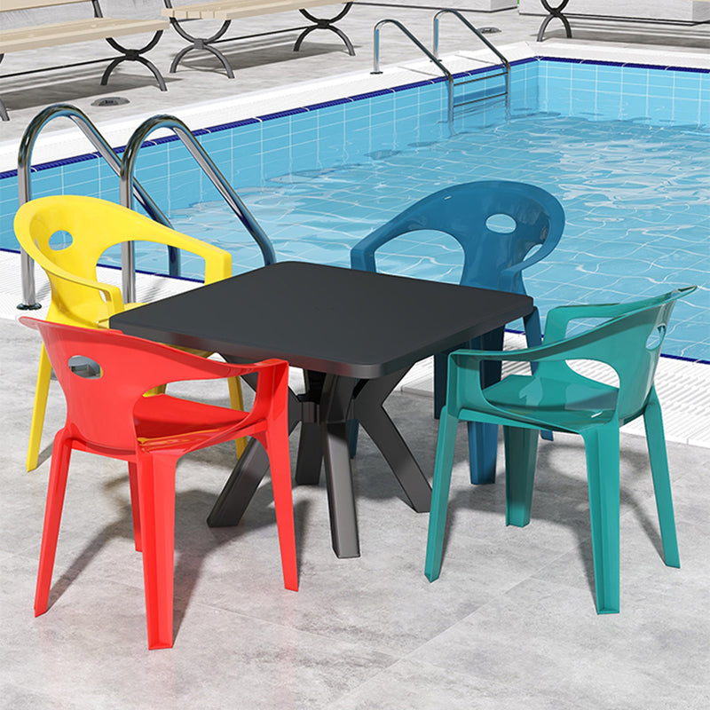 Acrylic Square Patio Dining Table 1/5 PCS Dining Set with Stackable Chairs for Outdoors