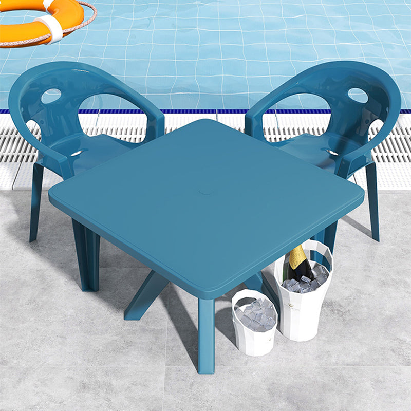 Acrylic Square Patio Dining Table 1/5 PCS Dining Set with Stackable Chairs for Outdoors