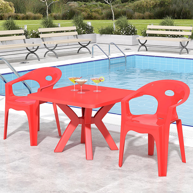 Acrylic Square Patio Dining Table 1/5 PCS Dining Set with Stackable Chairs for Outdoors