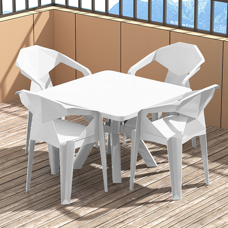 Modern Square Patio Dining Table 1/5 PCS Dining Set with Stackable Chairs for Outdoors