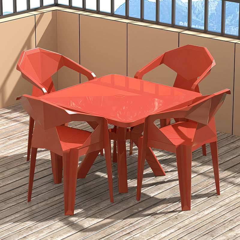 Modern Square Patio Dining Table 1/5 PCS Dining Set with Stackable Chairs for Outdoors