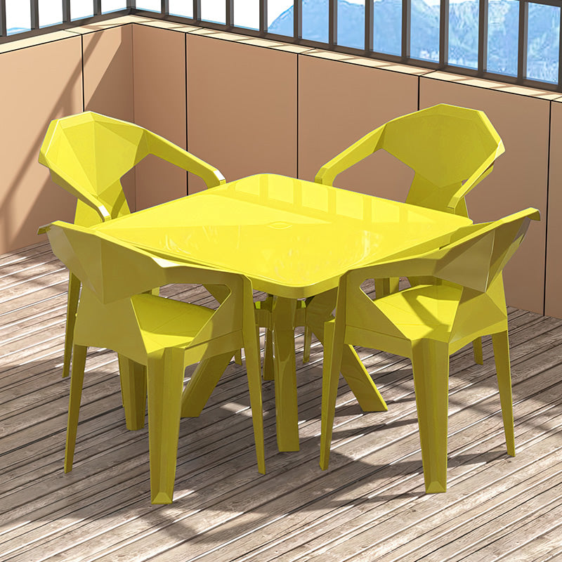 Modern Square Patio Dining Table 1/5 PCS Dining Set with Stackable Chairs for Outdoors