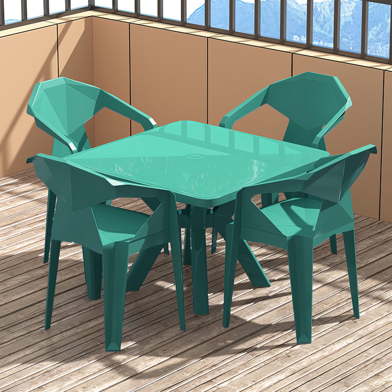 Modern Square Patio Dining Table 1/5 PCS Dining Set with Stackable Chairs for Outdoors