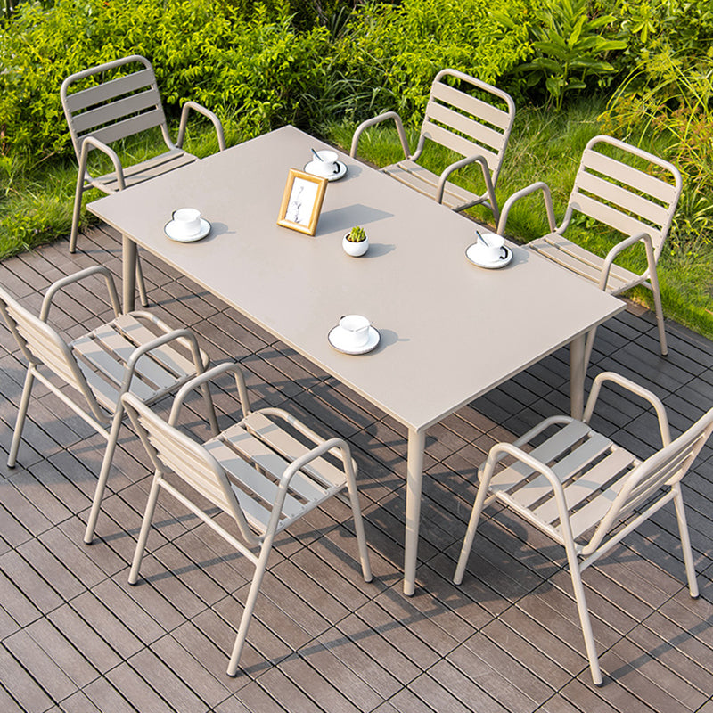 Grey Metal Dining Side Chair Stacking Outdoors Dining Chairs