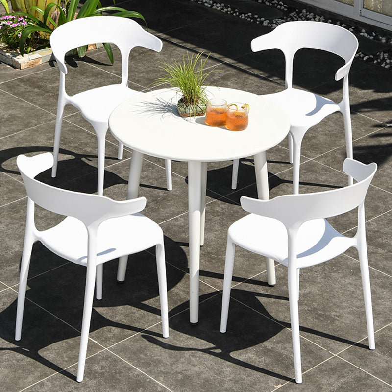 White Plastic Dining Side Chair Stacking Outdoor Bistro Chairs