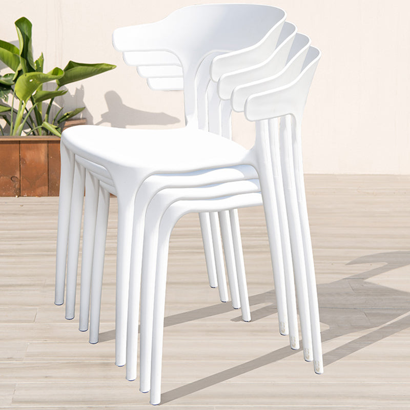 White Plastic Dining Side Chair Stacking Outdoor Bistro Chairs