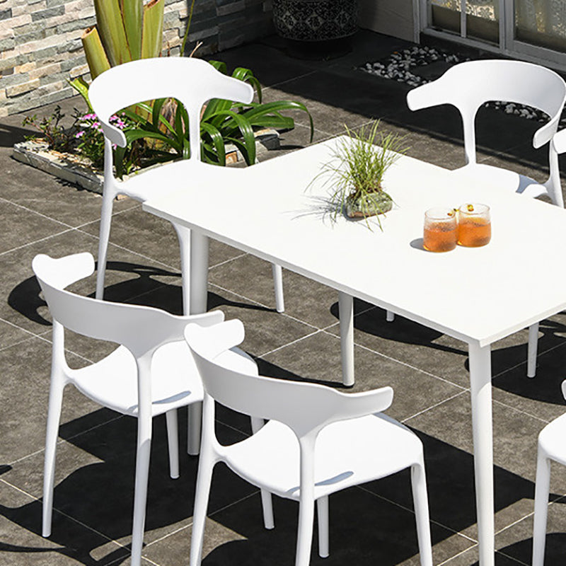 White Plastic Dining Side Chair Stacking Outdoor Bistro Chairs