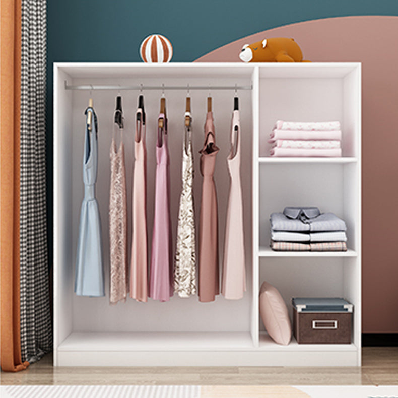 Matte Kids Closet Modern Wooden Locker with Garment Rod and Shelved