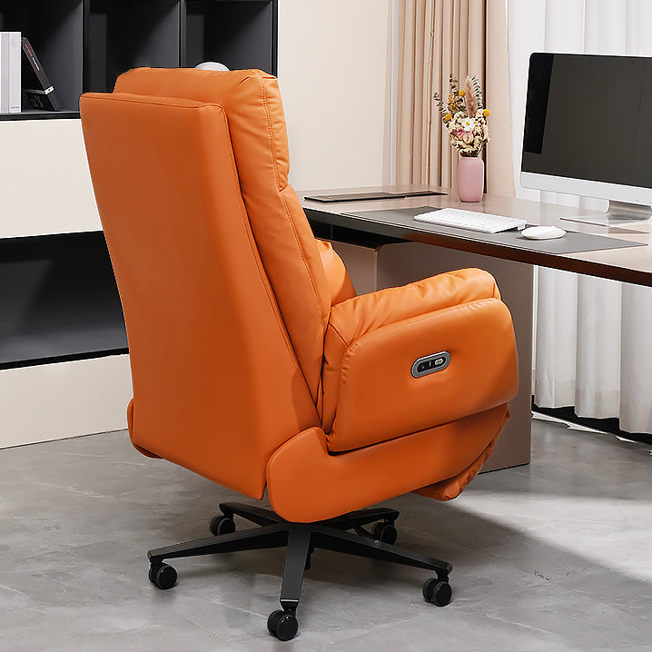 Orange Standard Recliner Power-Push Botton Recliners Position Lock