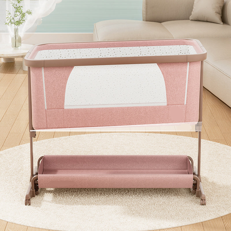 Pink and Gray Crib Cradle Foldable and Height Adjustable Crib Cradle