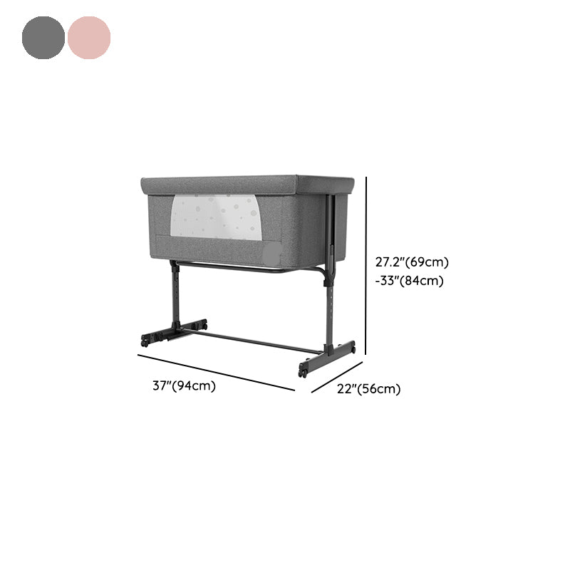 Pink and Gray Crib Cradle Foldable and Height Adjustable Crib Cradle