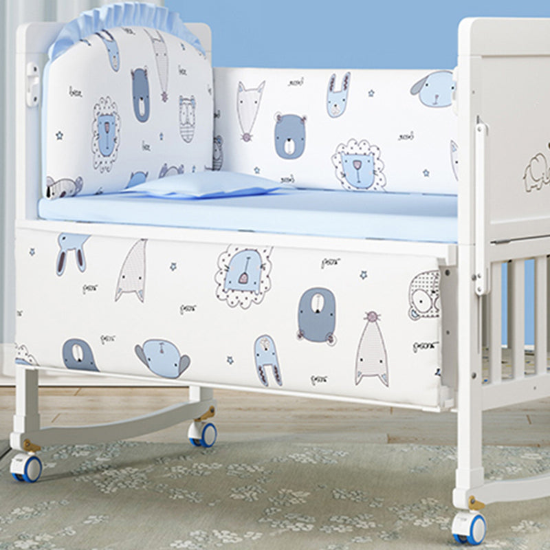 Wooden Contemporary Nursery Bed Wheels Arched Crib with Guardrail