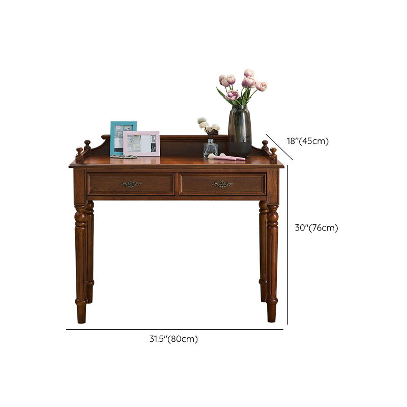 Contemporary Style Wood Office Desk Rectangular Shape Task Desk with 2 Drawers for Home