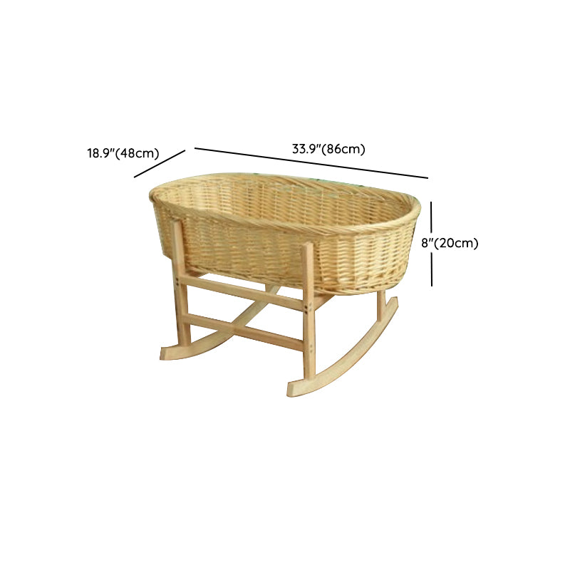 Natural Rocking and Portable Crib Cradle Oval Wicker Stand Crib Cradle