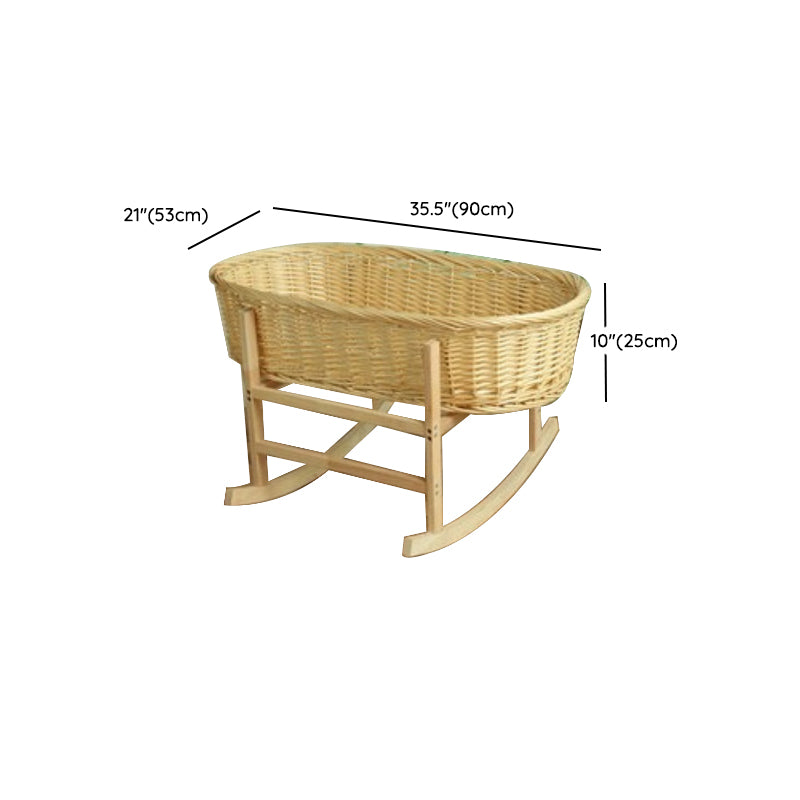 Natural Rocking and Portable Crib Cradle Oval Wicker Stand Crib Cradle