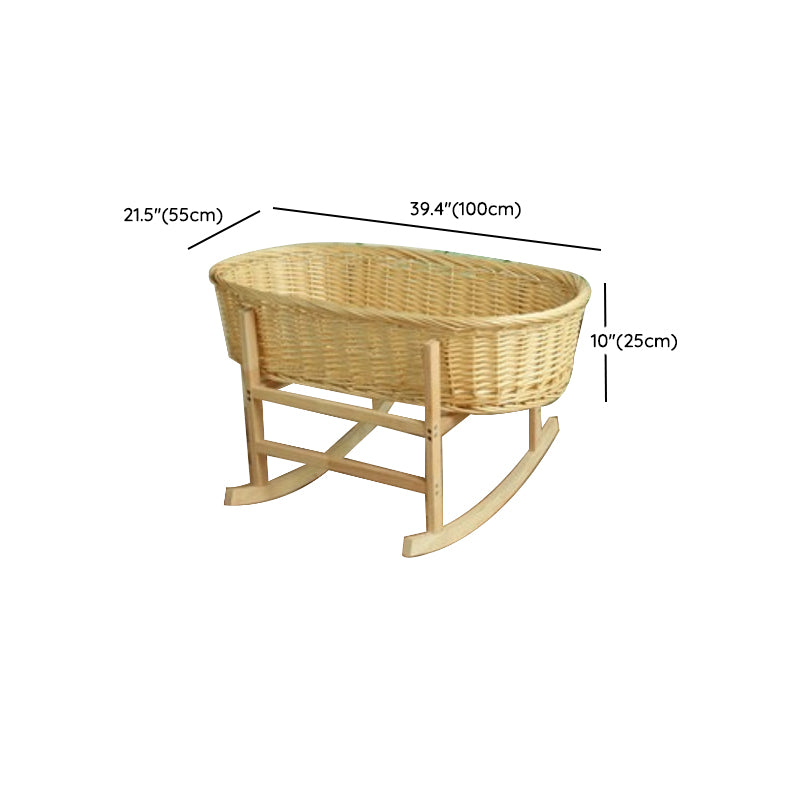 Natural Rocking and Portable Crib Cradle Oval Wicker Stand Crib Cradle