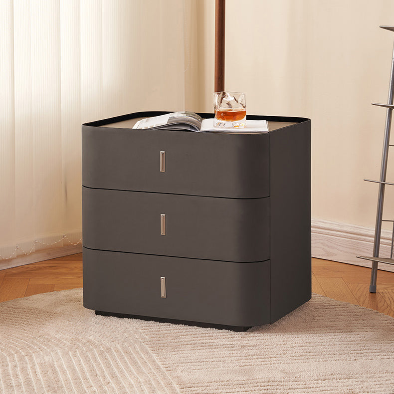 Faux Leather Upholstery Kids Bedside Table Modern Nightstand with Drawers